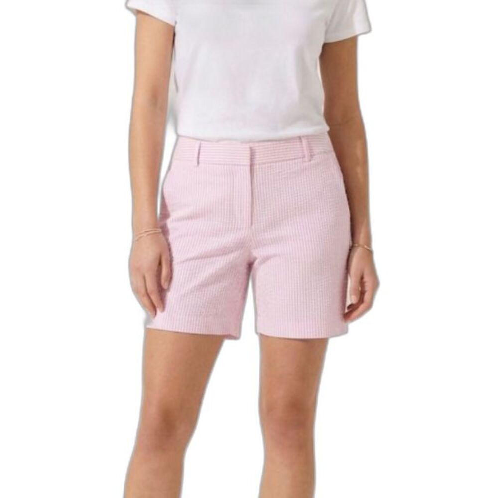 J. Crew Women's Pink White Striped Seersucker Classic Shorts Size 4
